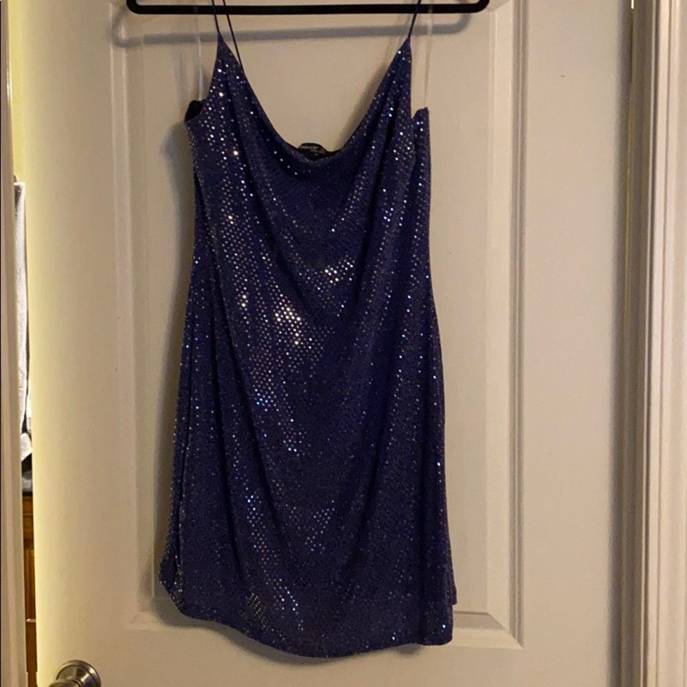 Blue sequined mini dress